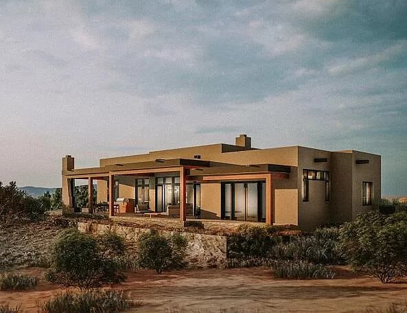 custom luxury patio rendering in Las Campanas community of Santa Fe, NM